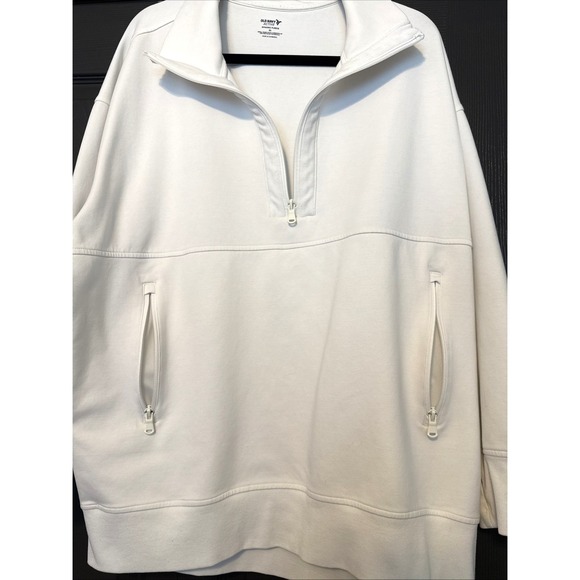 Old Navy Womens XL White Fleece Sweatshirt Athleisure Sporty Casual Cozy Basic - Picture 2 of 11